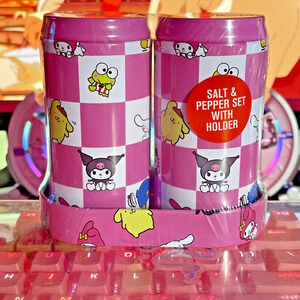 Hello Kitty & Friends Salt and Pepper Shaker Set & Holder Tin Metal 2024 Sanrio